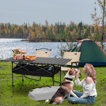 Load image into Gallery viewer, Folding Camping Table, Height-Adjustable Folding Table with Roll-up Table Top (118 x 55.5 cm) and Carry Bag, Maximum Load 50 kg
