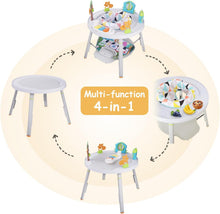 Load image into Gallery viewer, Saltador y Mesa de Actividades 4 en 1 Silla de Comedor Mesa de Juguetes Mesa de Aprendizaje Regulable en Altura Regalo para Bebés
