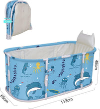 Load image into Gallery viewer, Baignoire pliable adulte Pas besoin d’installation Baignoire de douche Antidérapant Pliage facile Baignoire pour Petite Salle de Bain Avec tubes en T épais pour SPA 113x65x48cm
