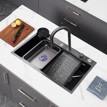 Load image into Gallery viewer, Évier de Cuisine,Evier Inox Professionnel 304 noir,Ensemble dÉvier Domestique,Intégré avec Robinet Amovible
