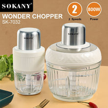 Load image into Gallery viewer, 0.5 L + 3 L Electric Mini Chopper, 2 Speed Levels,  Glass Container Chopper for Meat, Baby Food, Fruit, Vegetables
