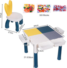 Load image into Gallery viewer, 7-in-1 Children's Table, Children's Table &amp; Chair Set, Building Block Table, Multifunctional Activity Table, Learning Toy for Child Development, Double-Sided Table Top (with 300 Play Blocks)
