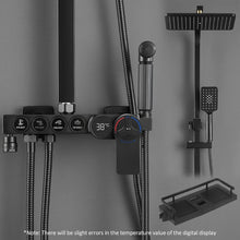 Load image into Gallery viewer, Shower System Black with Thermostat Rain Shower Square Shower Fitting Shower Set with Adjustable Shower Rail, Overhead Shower, Hand Shower
