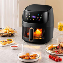 Load image into Gallery viewer, Friggitrice senza olio 5L Friggitrice ad aria 1400 W Temperatura regolabile 80-200 °C, Finestra, Display LED Touch Colore, 8 modalità, Timer

