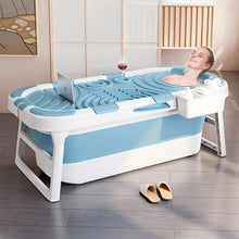 Load image into Gallery viewer, Baignoire pliable pour adulte，Avec couvercle amovible et rouleaux de massage，Baignoire pliante portable à poser
