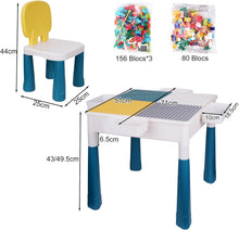 Load image into Gallery viewer, Table de Construction Multifonctionnel pour Enfant Table d’activités avec Chaise pour Bébé Hauteur Réglable Plateau Double Face Table de Jeu Table d’Études
