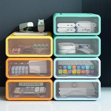 Load image into Gallery viewer, Lot de 4 Boîtes de Rangement Empilables Visible pour le Bureau Systèmes de rangement et les Cosmétiques, Boîte de rangement avec tiroirs visible Caisson individuel
