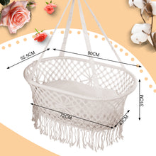 Load image into Gallery viewer, Baby Cradle, Beautiful Moses Basket for Sleeping and Soothing, Hanging Cradle in Macrame Look, High-Quality Hanging Bed, The Baby Bed for Day and Night
