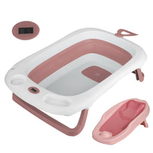 Load image into Gallery viewer, 2-in-1 Multifunctional Baby Bathtub, Large Foldable Baby Bath with Bath Seat, Non-Slip Bathtub with Handles, Baby Sitting Lying Bathtub, Gifts for Toddlers
