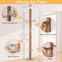 Load image into Gallery viewer, Arbre à Chat, Hauteur 250-275cm, Tour de Jeux pour Chat, Tour à Chat avec Poteaux Sisal, 5 Plateformes, Niche, Hamac, 5 Porteaux à Griffoir (du Sol au Toit)
