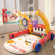 Load image into Gallery viewer, 4-in-1 Baby Play Mat + Walker, Crawling Mat with Piano &amp; Lights &amp; 5 Removable Toys, Height-Adjustable Walker, as a Birth Gift

