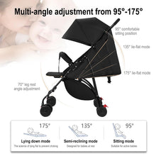Load image into Gallery viewer, Pushchair, Children's Buggy, Folding with One Hand, Children's Buggy with Reclining Function, Footrests, Breathable Nets and Awnings, Backrest with Hard Cushion, Rear Wheel with Foot Brake
