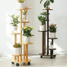 Load image into Gallery viewer, 5 Tier Wooden Flower Shelf Plant Shelf with Optional Wheels, Multi-Tier Flower Stand, Plant Stand, Flower Bench, Flower Stairs, Plant Stairs, Standing Shelf for Indoor and Outdoor Use
