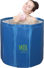 Load image into Gallery viewer, Folding Bathtub for Adults, Portable Foldable Children's Bathtub, Suitable for Sauna Showers and Ice Baths, Freestanding Bathtub, Installation Free, 65 x 65 x 70 cm (L x W x H) (Navy Blue)
