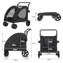 Load image into Gallery viewer, Dog Pram Dog Buggy Dog Box for Medium to Large Dogs, Transport Bag, Foldable, up to 30 kg, Pets Buggy with Mesh Windows
