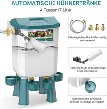 Load image into Gallery viewer, Automatic Chicken Feeder, 7 Litre Chicken Drinker, Automatic Poultry Drinker for Poultry with 1.5 m Water Pipe, Float Valve, Chicken Accessories, Shatterproof, Durable Plastic
