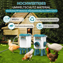 Load image into Gallery viewer, Automatic Chicken Feeder, 7 Litre Chicken Drinker, Automatic Poultry Drinker for Poultry with 1.5 m Water Pipe, Float Valve, Chicken Accessories, Shatterproof, Durable Plastic
