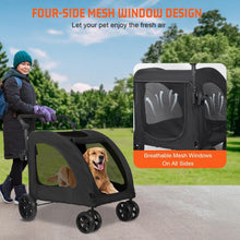 Load image into Gallery viewer, Dog Pram Dog Buggy Dog Box for Medium to Large Dogs, Transport Bag, Foldable, up to 30 kg, Pets Buggy with Mesh Windows
