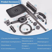 Load image into Gallery viewer, Shower System, Rain Shower with Fitting, Overhead Shower Set, Rain Shower Set, Shower Fitting Complete Set, Shower Rail with Shower, 3 Mode Hand Shower
