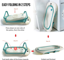 Load image into Gallery viewer, Baignoire Bébé Pliable Détection de Température Bassin de Douche Portable avec Coussin pour Bébés de 0 à 6 Ans Antidérapante
