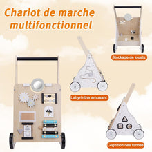 Load image into Gallery viewer, Trotteur en Bois 10 en 1 Chariot de Marche bébé Marcheur pour Enfant Trotteur+bois pour Apprendre à Marcher Avec 12 jeux Ludiques Cadeau pour les 1 an Cadeau Anniverisaire Nouvel An
