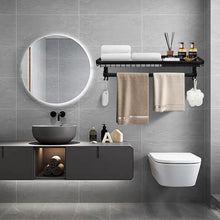 Load image into Gallery viewer, Towel Rail No Drilling, Self-Adhesive Towel Rail 59 cm Towel Rail, Towel Rail with 2 Hooks, 304 Stainless Steel, Wall Wall Shelf, Suitable for Bathroom, Kitchen, Bath Towel Holder
