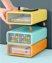 Load image into Gallery viewer, Lot de 4 Boîtes de Rangement Empilables Visible pour le Bureau Systèmes de rangement et les Cosmétiques, Boîte de rangement avec tiroirs visible Caisson individuel
