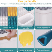 Load image into Gallery viewer, Table de Construction Multifonctionnel pour Enfant Table d’activités avec Chaise pour Bébé Hauteur Réglable Plateau Double Face Table de Jeu Table d’Études
