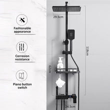 Load image into Gallery viewer, Colonne de Douche avec indicateur LED noir mitigeur thermostatique | Kit de douche noir avec colonne de douche réglable,pommeau de douche thermostatique
