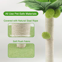 Load image into Gallery viewer, Cat Scratching Post Natural Sisal Rope Scratching Post Standing Scratching Posts 3 Interactive Hanging Balls Standing Scratching Posts with Simulated Trunk and Leaves for Kittens and Cats in the House
