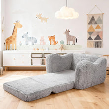 Load image into Gallery viewer, Kindersofa Ausklappbar, 2-in-1 Kleinkinder Schlafsofa, Kindersessel mit Schlaffunktion, Mini Couch für Kuschelecke Kinderzimmer, Fancy Spielsofa für Jungen und Mädchen im Alter von 1–3 Jahren
