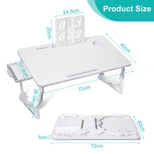 Load image into Gallery viewer, Table de lit pour Ordinateur Portable Pliante Réglable en Cuir PVC avec Tiroir de Rangement Déflecteur en Silicone Amovible pour Lit, canapé
