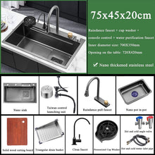 Load image into Gallery viewer, Kitchen Sink 304 Stainless Steel Waterfall Sink Home Sink Vegetable Basin Single Sink Workstation Kitchen Sink with Pull-Out Tap Pressure Standing Mug Dishwasher
