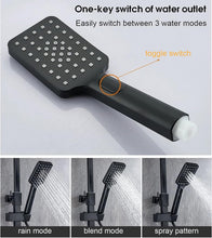 Load image into Gallery viewer, Shower System Black with Thermostat Rain Shower Square Shower Fitting Shower Set with Adjustable Shower Rail, Overhead Shower, Hand Shower
