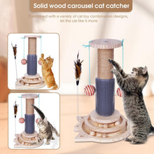 Load image into Gallery viewer, Jouet pour Chat, Carrousel avec Boules, Arbre à Chat en Bois, Jouet interactif pour Chats, Jouet pour Chat Interieur en Bois
