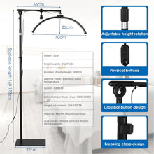 Load image into Gallery viewer, Lámpara Pestañas Media Luna de Pie con Soporte Teléfono, Lampara para Extensiones de Pestañas, Luz de Anillo de Belleza LED Regulable para Salón de Belleza Cuidado de Piel Tatuaje
