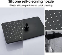 Load image into Gallery viewer, Shower System Black with Thermostat Rain Shower Square Shower Fitting Shower Set with Adjustable Shower Rail, Overhead Shower, Hand Shower
