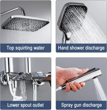 Load image into Gallery viewer, Shower System with Fitting, Shower Set, Shower Fittings 4 Function, with Rain Shower Head, ABS Hand Shower, Shelf
