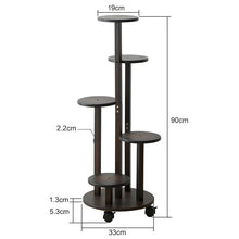 Load image into Gallery viewer, 5 Tier Wooden Flower Shelf Plant Shelf with Optional Wheels, Multi-Tier Flower Stand, Plant Stand, Flower Bench, Flower Stairs, Plant Stairs, Standing Shelf for Indoor and Outdoor Use
