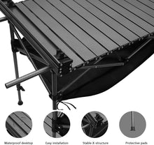 Load image into Gallery viewer, Folding Camping Table, Height-Adjustable Folding Table with Roll-up Table Top (118 x 55.5 cm) and Carry Bag, Maximum Load 50 kg
