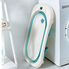 Load image into Gallery viewer, Baignoire Bébé Pliable Détection de Température Bassin de Douche Portable avec Coussin pour Bébés de 0 à 6 Ans Antidérapante
