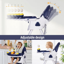 Load image into Gallery viewer, Tronas de Bebé Ajustable Trona Portatil Multifuncional Silla de Comer para Bebé con Plato Desmontable de Cena y Cinturón de Seguridad, 72x60x94CM
