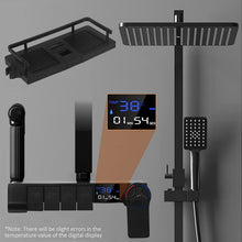 Load image into Gallery viewer, Colonne de Douche avec indicateur LED noir mitigeur thermostatique | Kit de douche noir avec colonne de douche réglable,pommeau de douche thermostatique
