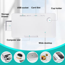Load image into Gallery viewer, Table de lit pour Ordinateur Portable Pliante Réglable en Cuir PVC avec Tiroir de Rangement Déflecteur en Silicone Amovible pour Lit, canapé
