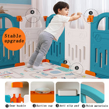 Load image into Gallery viewer, Baby Playpen Foldable Playpen with Basketball Hoop, Plastic Playpen with Door and Toy Board
