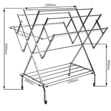 Load image into Gallery viewer, Telescopic laundry dryer, Metal Stainless steel, 160 x 120 x 110 cm, Shiny
