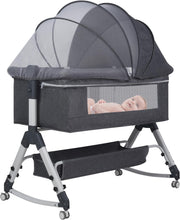 Load image into Gallery viewer, Side Bed, Multifunctional Bed, Foldable and Portable Cot, Bassinet with Storage Basket, Height Adjustable in Three Positions, Suitable for Babies from 0-24 Months
