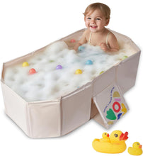 Load image into Gallery viewer, Baby Bathtub Large Size Suitable for 0-5 Years Old Kids Foldable Tub Baby Can Sit or Lie Down Built-in Bath for Newborns
