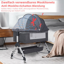 Load image into Gallery viewer, Side Bed, Multifunctional Bed, Foldable and Portable Cot, Bassinet with Storage Basket, Height Adjustable in Three Positions, Suitable for Babies from 0-24 Months
