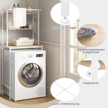 Load image into Gallery viewer, Washing Machine Shelf, Toilet Shelf Over Washing Machine Toilet, Washing Machine Cabinet, Overmount Cabinet, Toilet Cabinet, 3 Shelves, Towel Rail, Metal Wood Material
